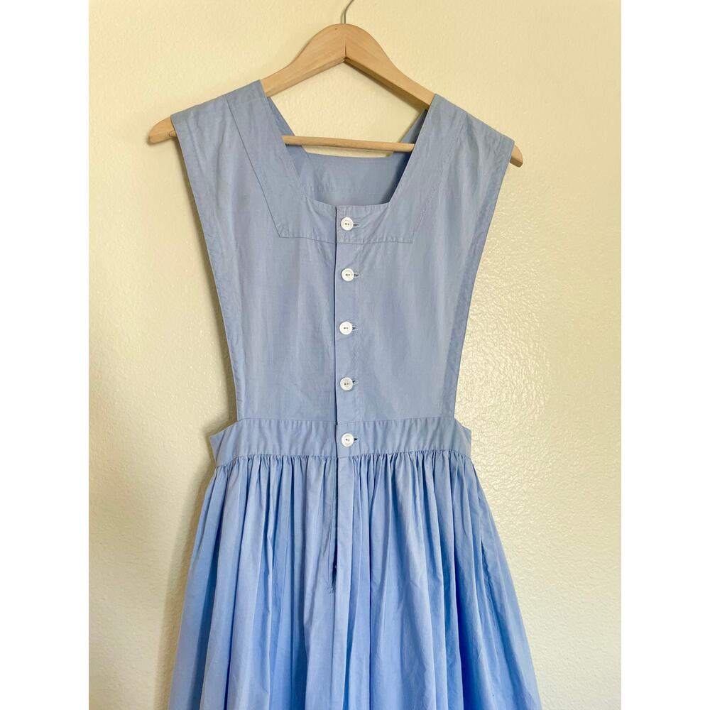 Vintage 1950s 60s Sky Blue Pinafore Apron Dress Handmade Cottagecore - Picture 5 of 10